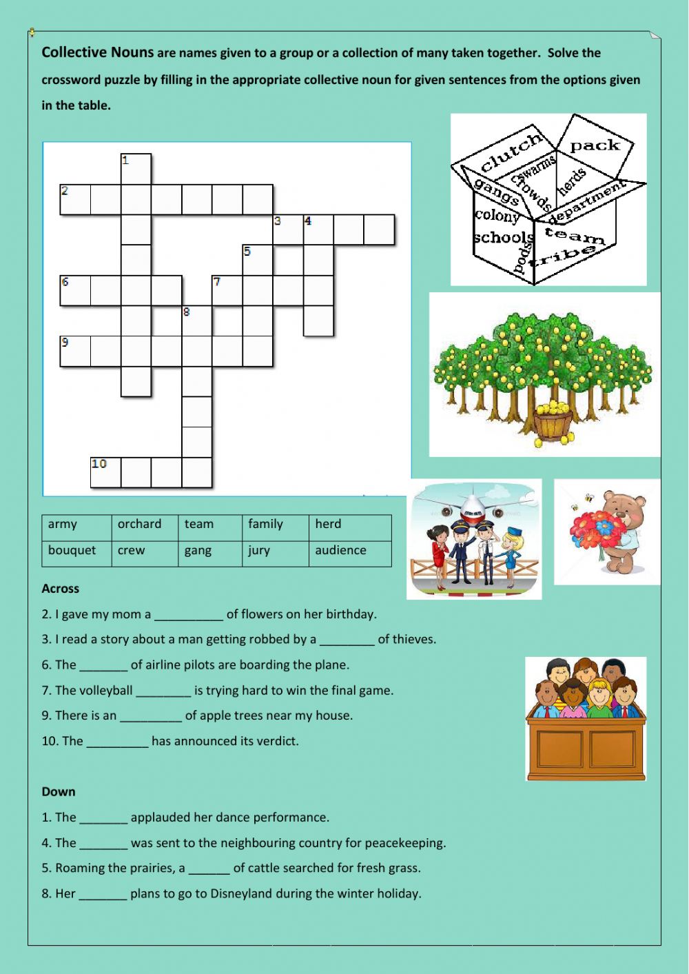 How many answers did the crossword solver find to a collective noun?