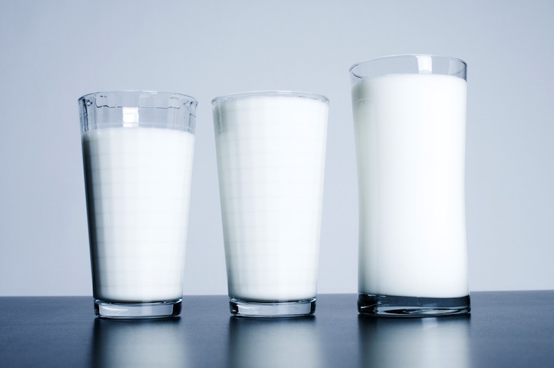 How many ml of milk is 2 glasses of milk?