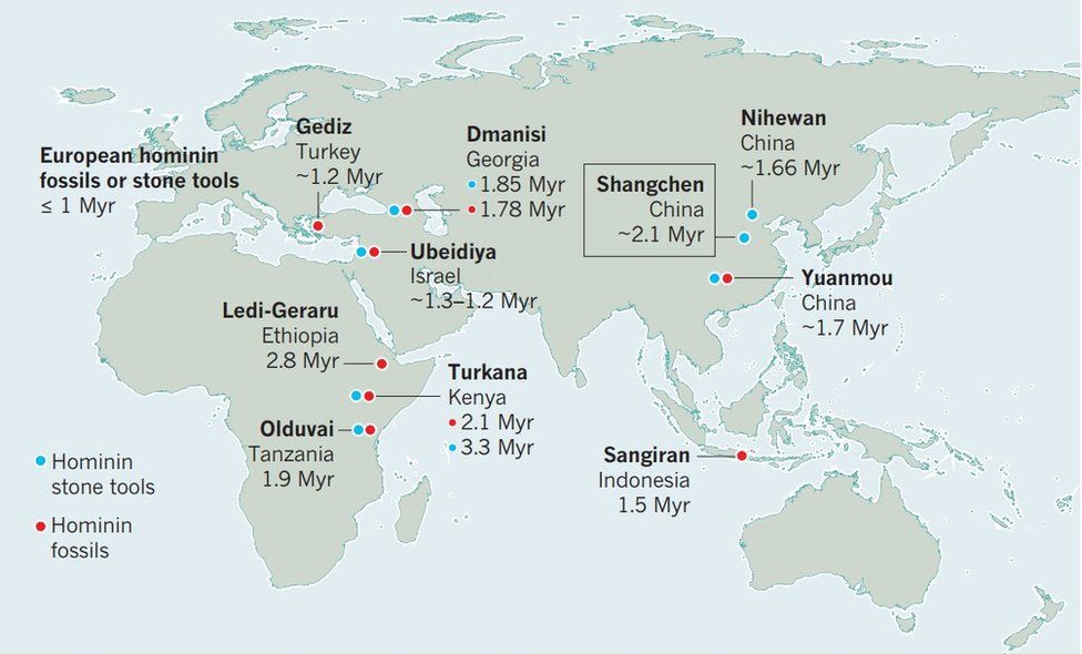 What is the earliest known evidence of hominin civilization outside Africa?