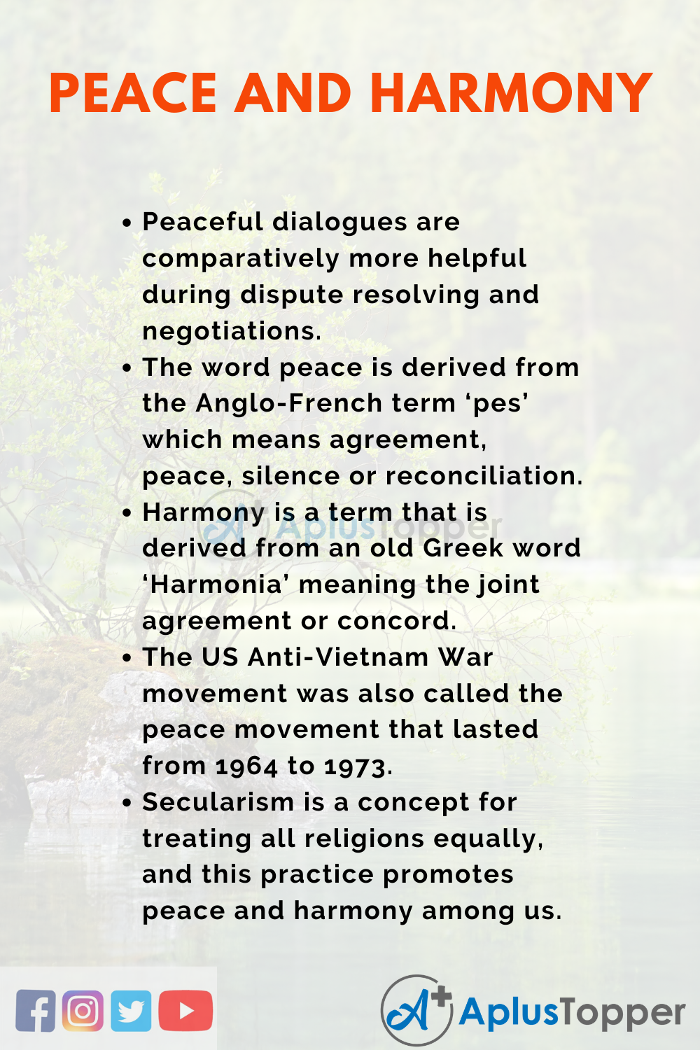 What is the importance of peace and harmony in society?